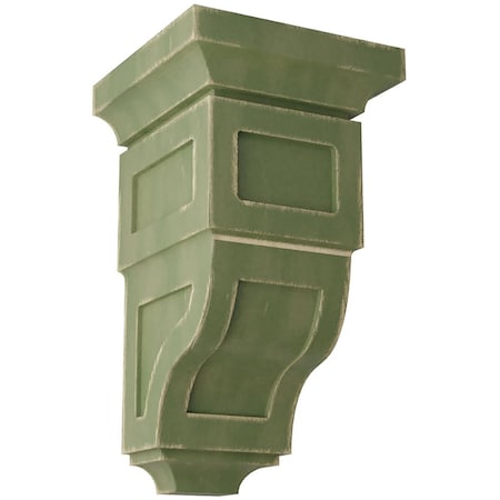 Ekena Millwork 5"W x 5 3/4"D x 10"H Medium Reyes Wood Vintage Decor Corbel, Restoration Green CORWD05X05X10RYGR
